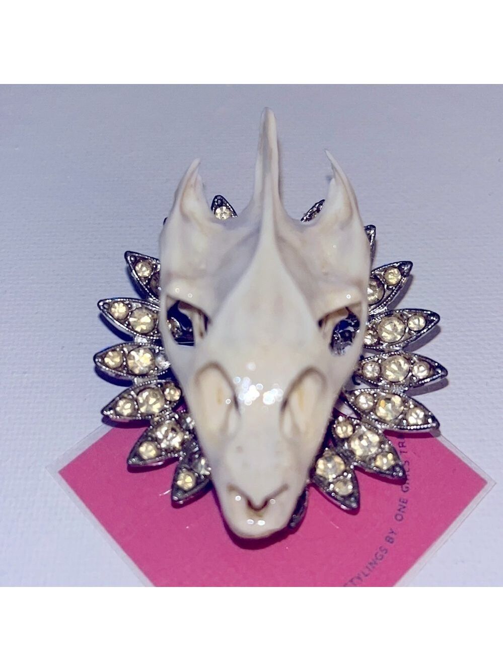 VINTAGE Rhinestone & Turtle Skull Pin Brooch Upcycle Oddities Curiosity